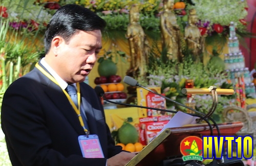 Bộ trưởng Bộ GTVT, Phó Chủ tịch thường trực Ủy ban ATGT Quốc gia Đinh La Thăng phát biểu tại buổi lễ,